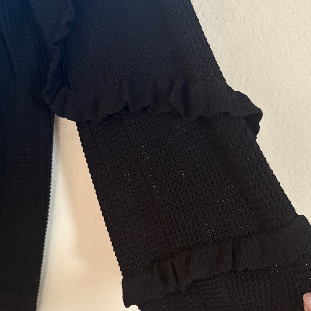 Express Black Ruffle-Trim Cardigan - Picture 4 of 7